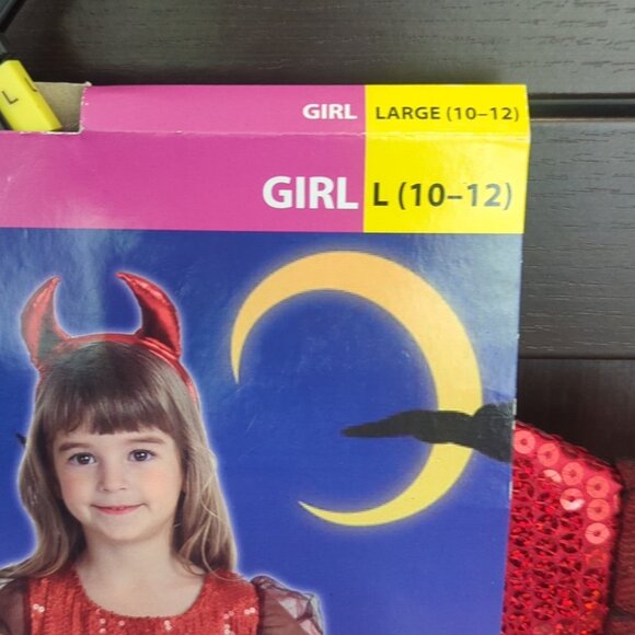 Kids Deluxe Red Devil Costume With Headband - Size Large 10-12 NWT - Picture 3 of 5